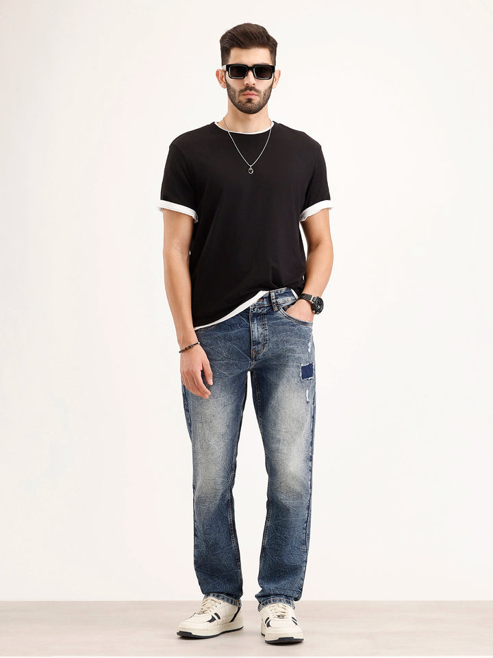 Relaxed Fit Distressed Denim Jeans | Light Blue