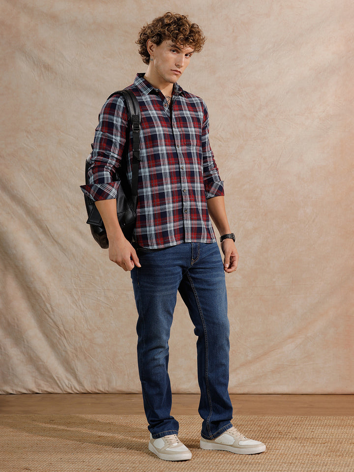 Twill Checked Regular Fit Shirt | Blue