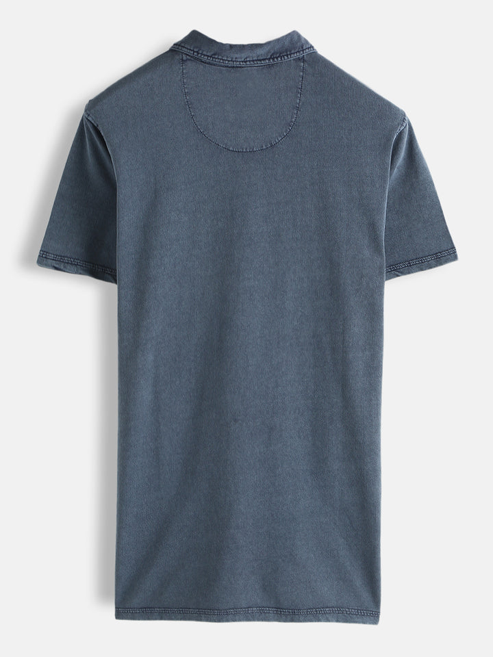 Washed Slim Fit Polo T-Shirt | Navy Blue