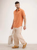 Slim Fit Half Sleeve Shirt | Rust