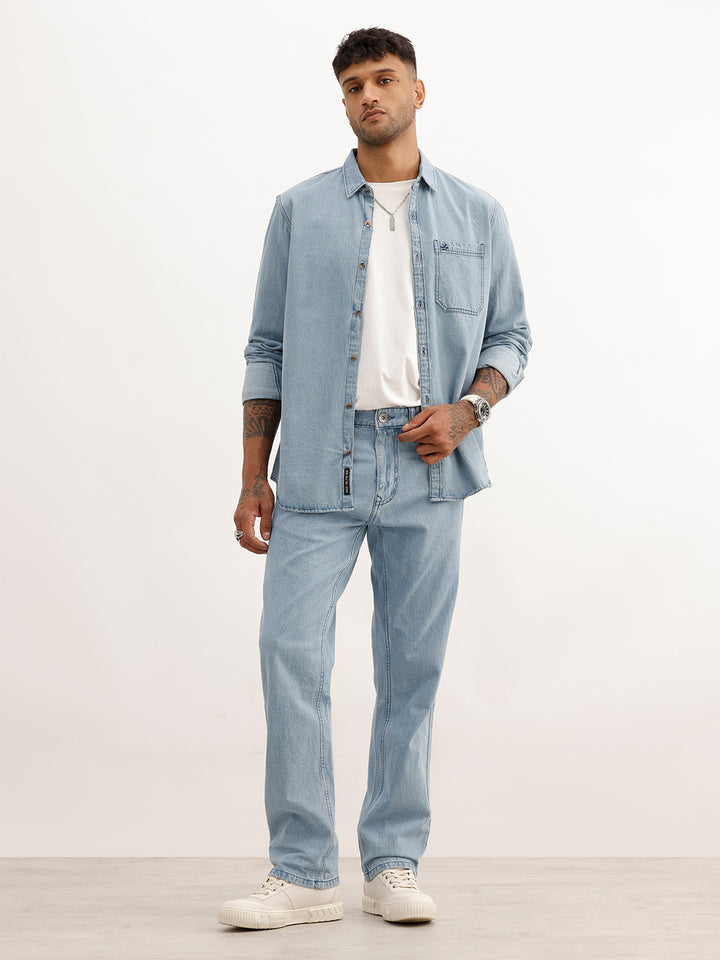 Solid Anti Fit Denim Jeans | Light Blue