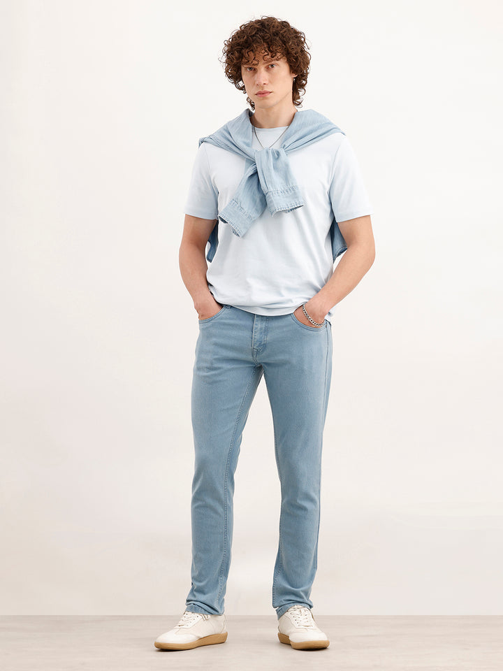 Solid Slim Fit Denim Jeans  | Light Blue