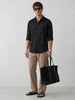 Linen Blend Slim Fit Shirt | Black