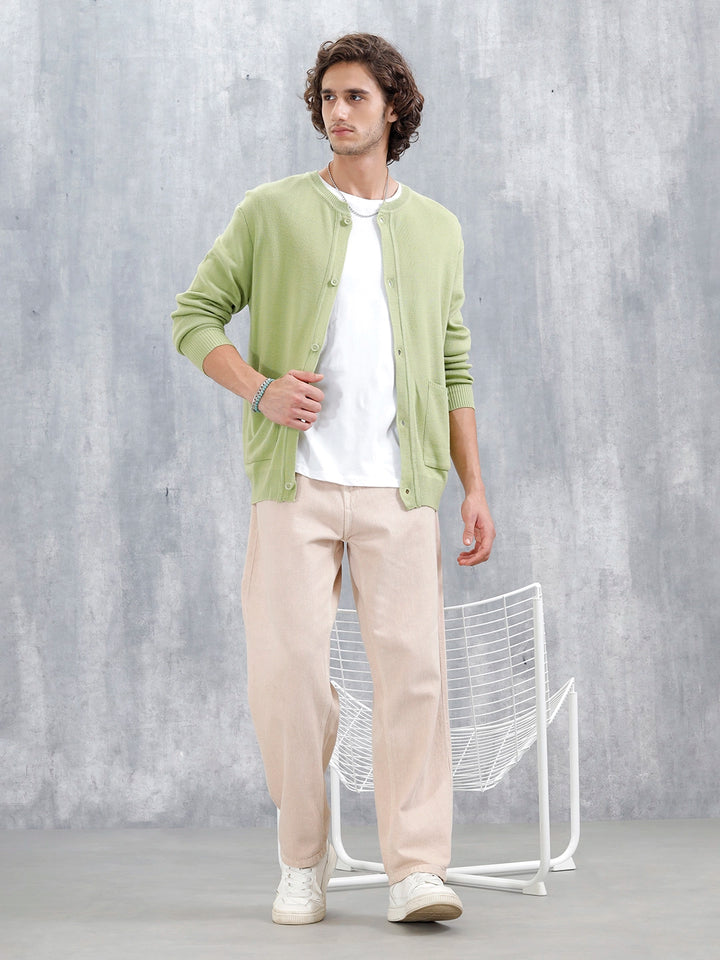 Pastel Comfort Fit Cardigan Sweater | Light Green