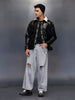 Men's casual jacket with contrast fur collar | Black