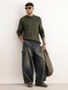 Solid Regular Fit Knitted Sweater | Olive
