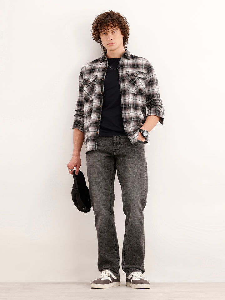 Straight Fit Faded Denim Fit  | Dark Grey