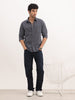 Slim Fit Checkered Full Sleeve Shirt | Navy Blue