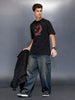 Men’soversize statement print t-shirt | Black