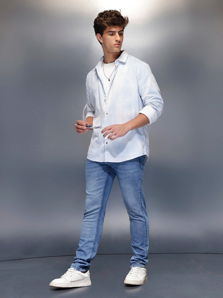 Men's Casual Slim Fit Jeans   |  Blue