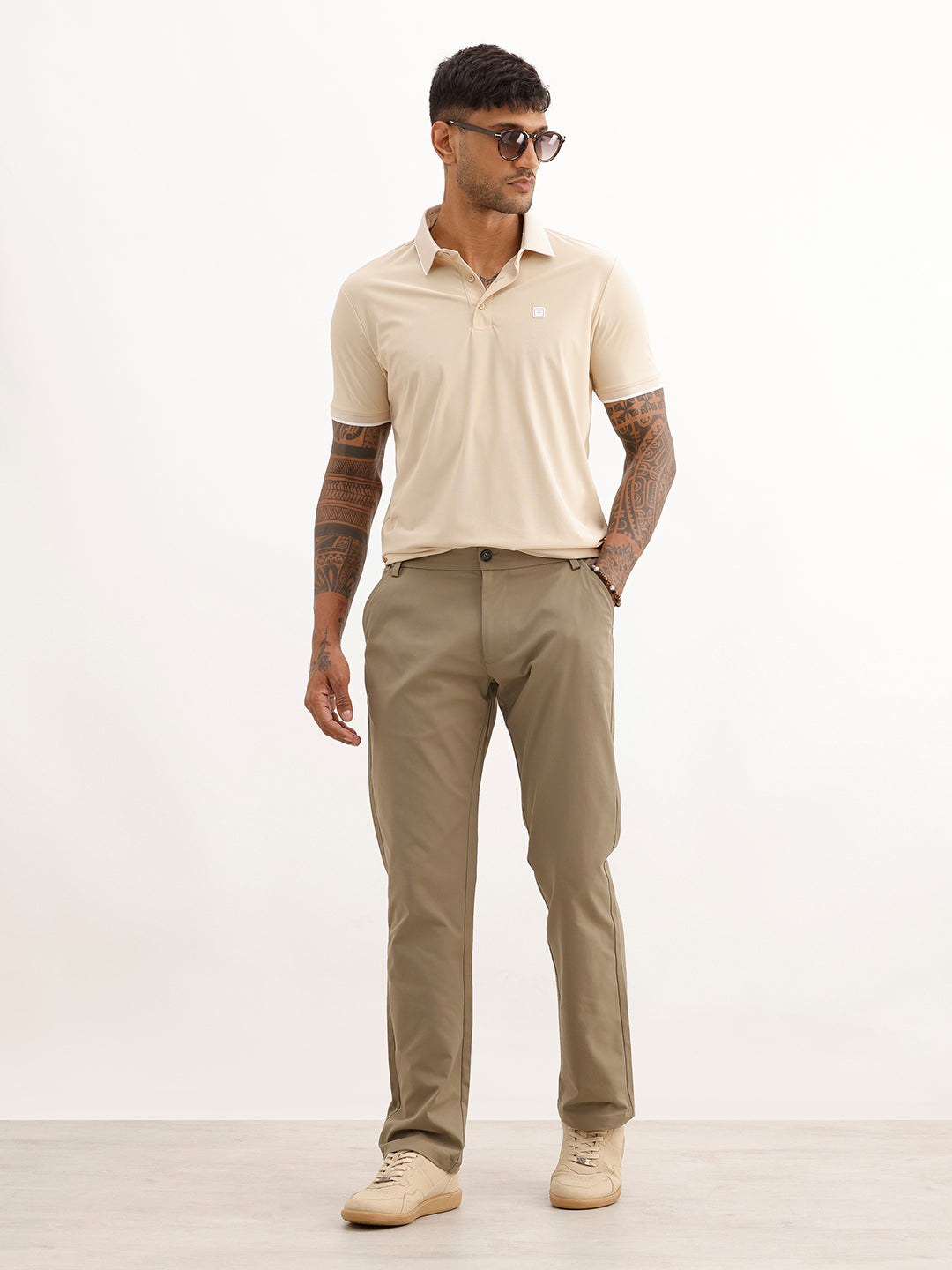Solid Straight Fit Blended Trouser | Olive | WTR0200SR4065S