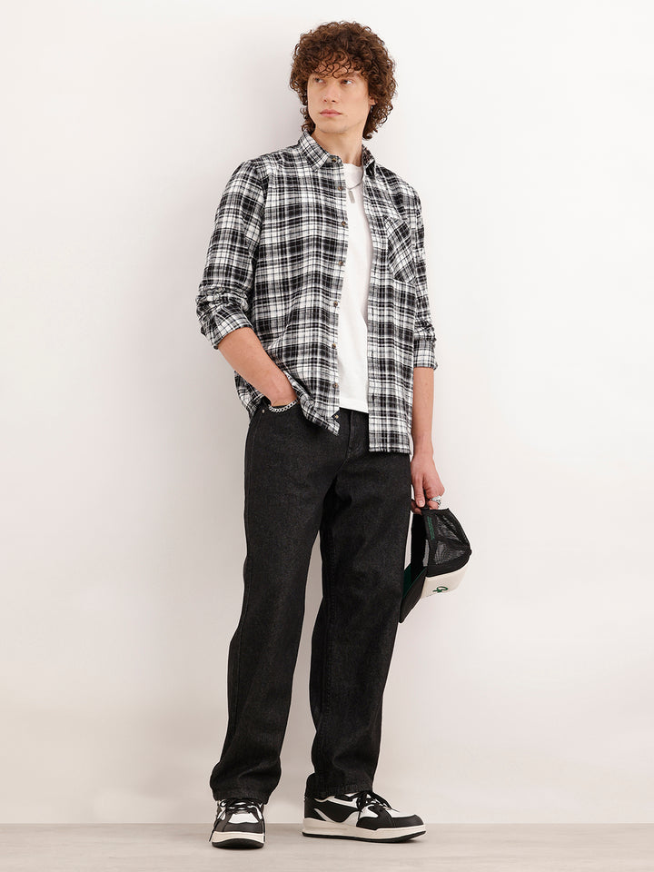 Slim Fit Textured Shirt  | Black