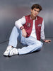 Men’s Red & White Varsity Jacket | Maroon