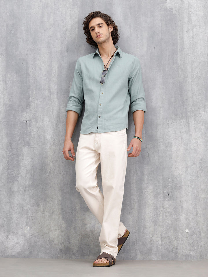 Men Casual Slim Fit Shirt | Green