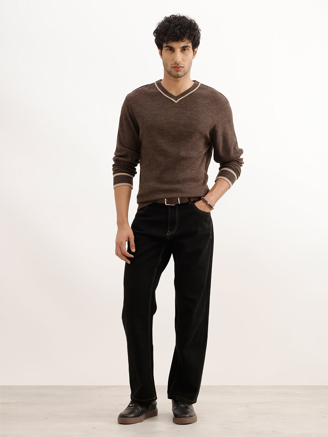 Classic Tipping Knitted Sweater | Brown