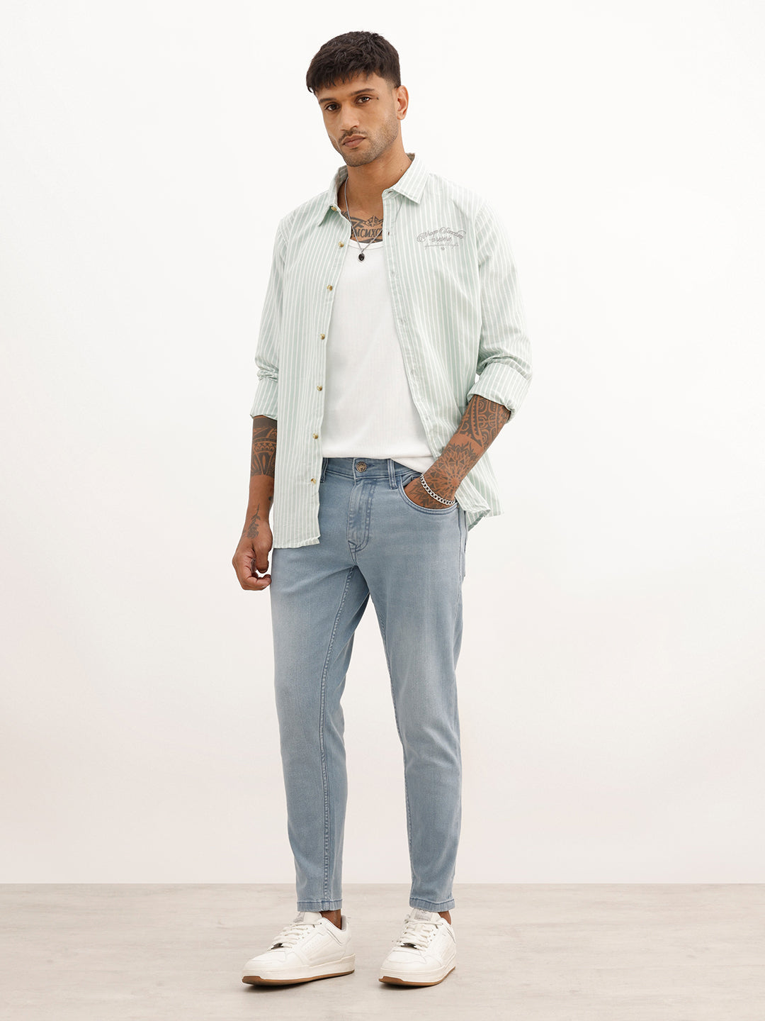 Solid Skinny Crop Fit Denim Jeans | Light Blue