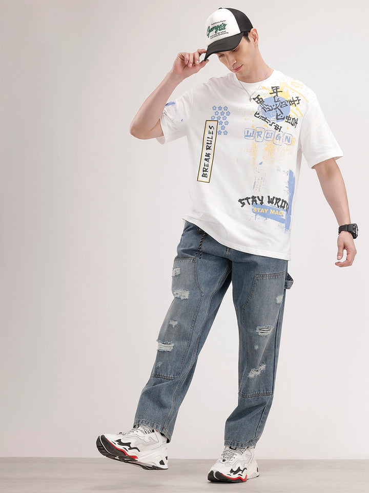 Oversized Placement Printed T-Shirt | Off White