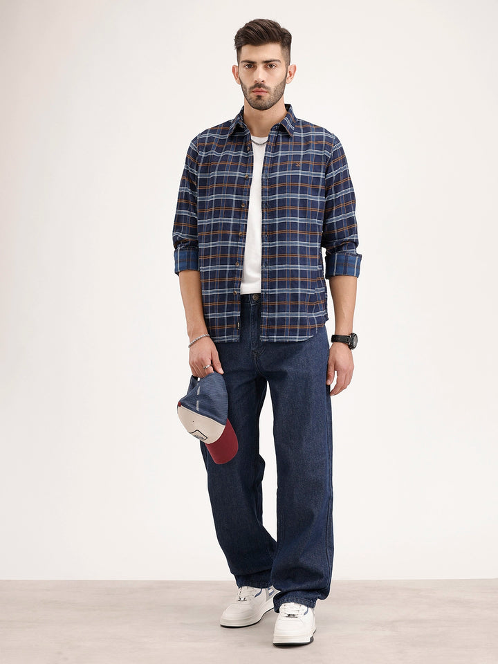 Slim Fit Checkered Shirt | Blue