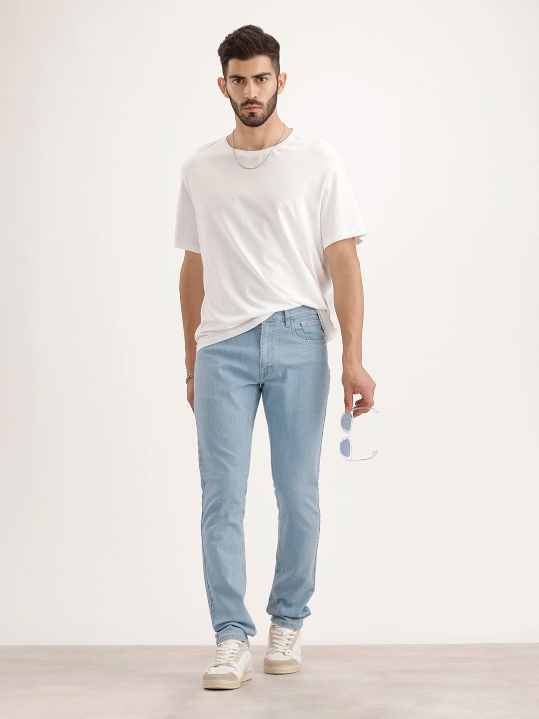 Solid Slim Fit Denim Jeans | Light Blue