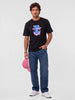 Slim Fit Placement Printed T-Shirt | Black
