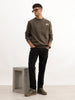 Comfort Fit Placement Printed Sweatshirt | Olive