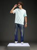 Wrogn Regular Fit Colorblocked T-shirt | Light Blue