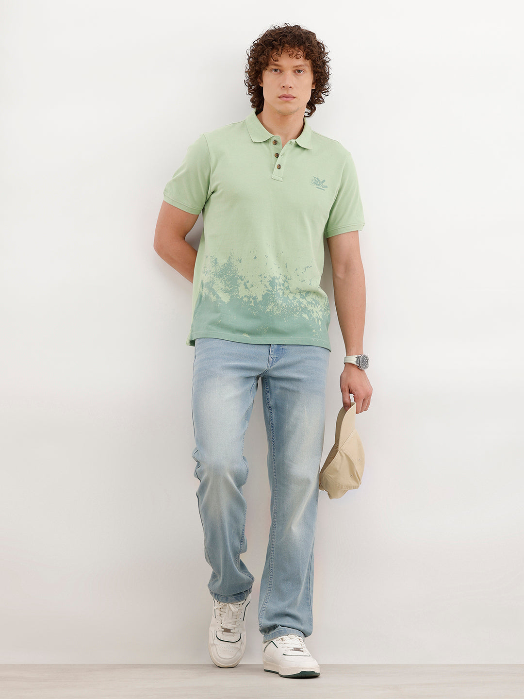 Slim Fit Placement Printed Polo | Green