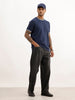 Textured Slim Fit Contrast Collar T-Shirt | Navy Blue | WTS02HSSL1222S