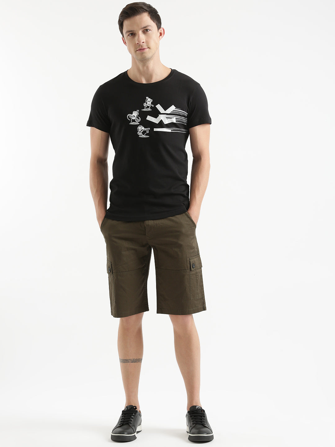 Printed Minion Black Slim Fit T-Shirt