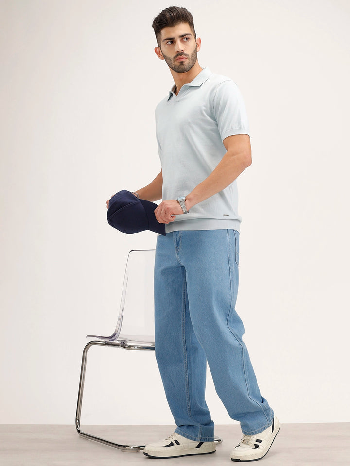 Solid Slim Fit Polo T-Shirt | Light Blue