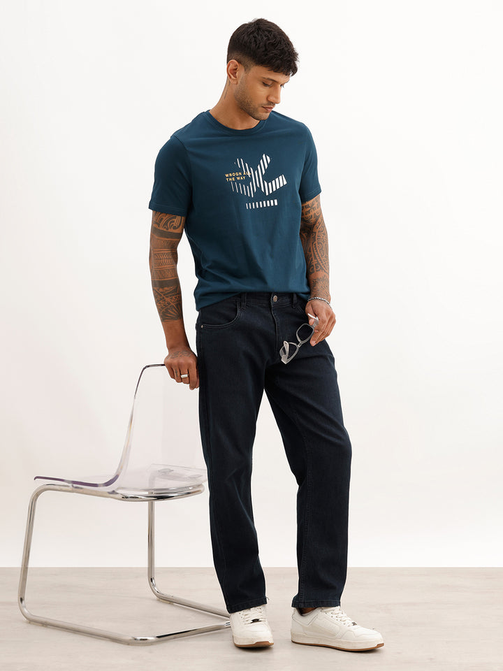 Slim Fit Foil Printed T-Shirt | Teal