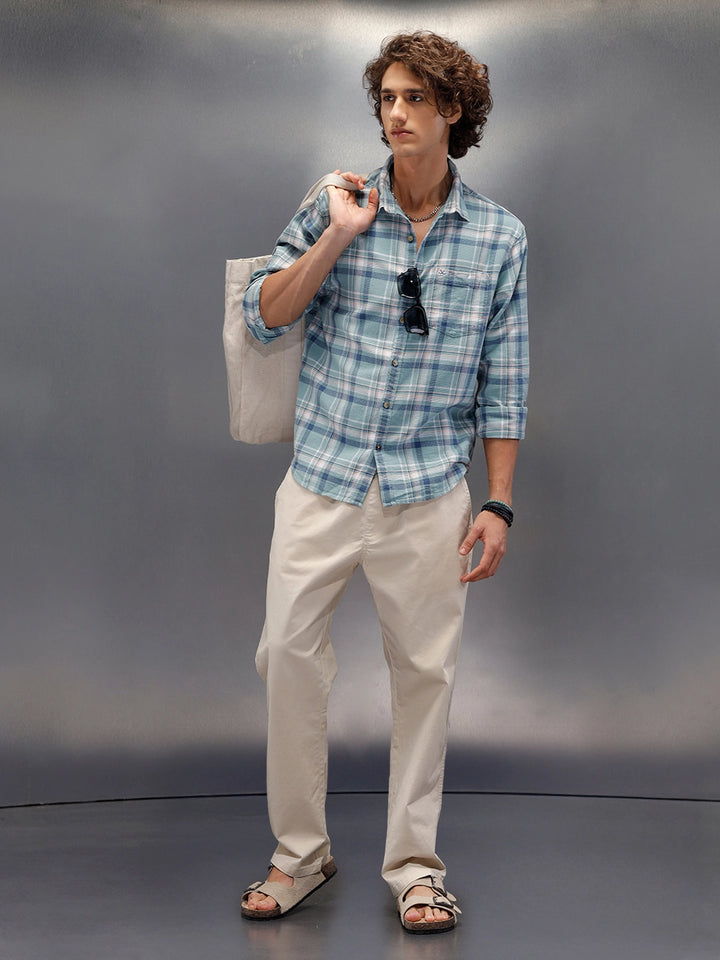 Peached Cotton Straight Fit Trouser | Beige