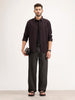 Textured Slim Fit Striped Shirt | Black