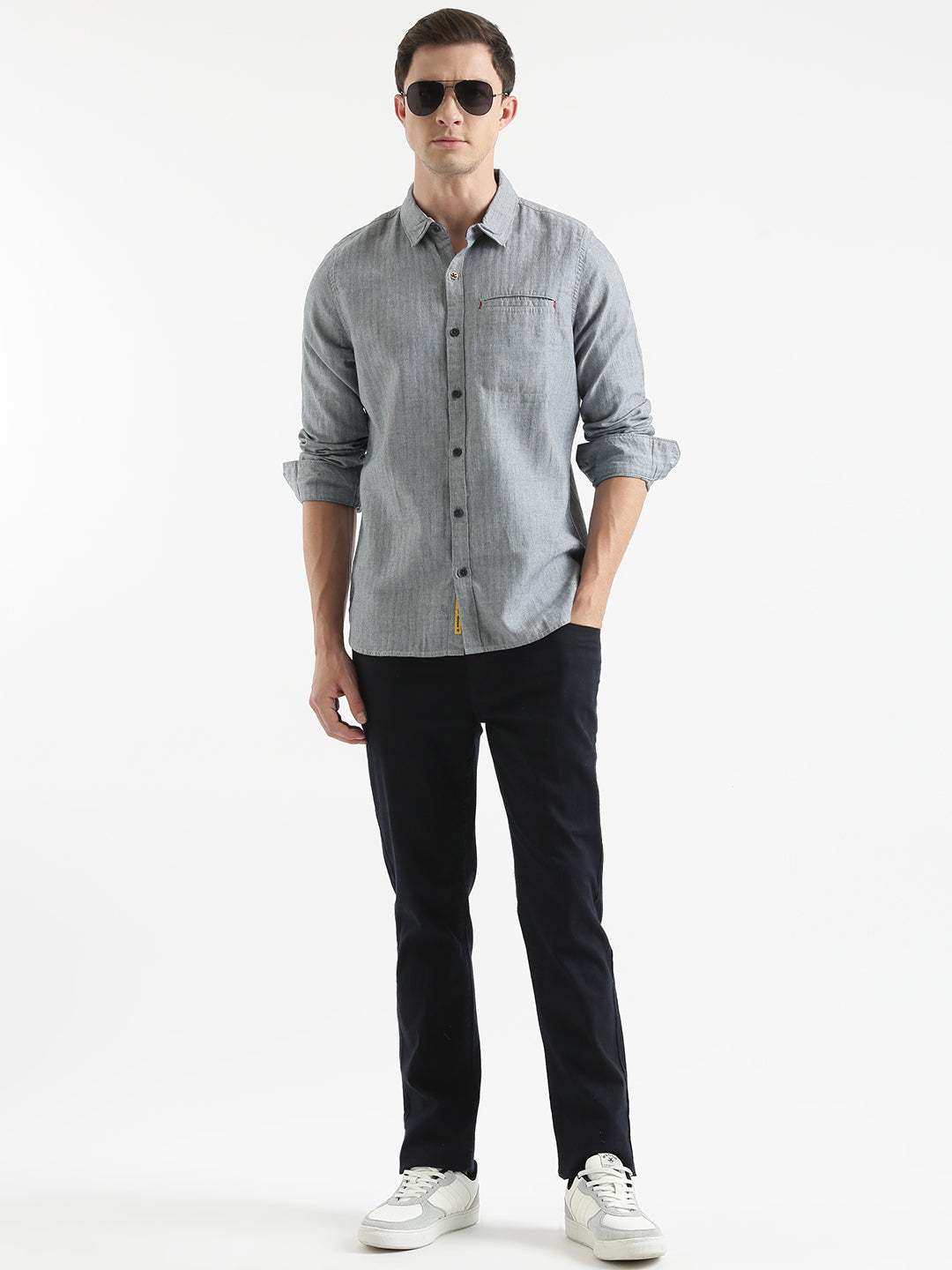 Solid Slim Fit Cotton Shirt