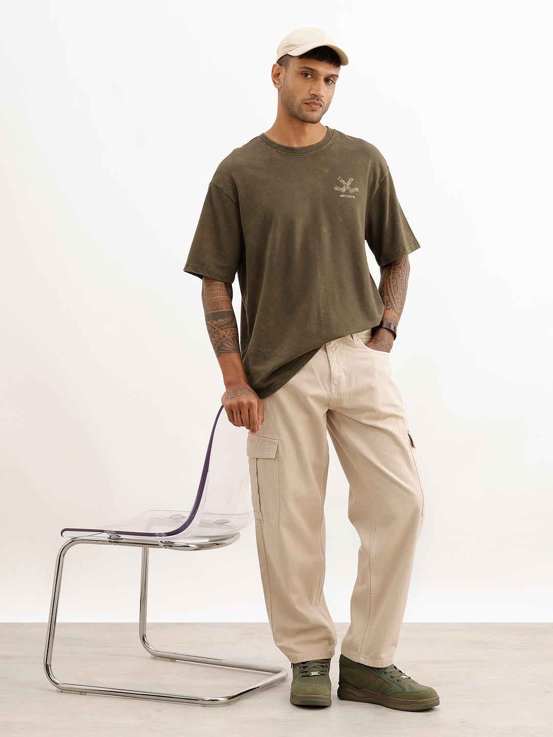 Oversized Back Printed T-Shirt | Olive
