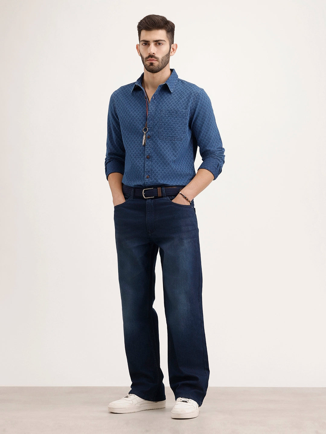 Slim Fit Textured Shirt | Blue