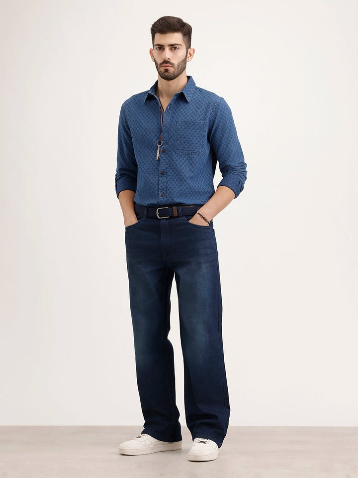 Slim Fit Textured Shirt |Blue