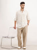 Slim Fit Striped Full Sleeved Shirt | Beige