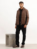 Solid Regular Fit Puffer Jacket | Brown