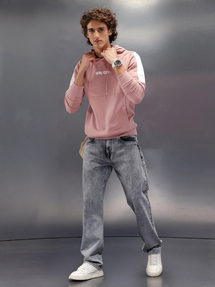 Hooded Cut&Sew Slim Fit Pullover | Pink