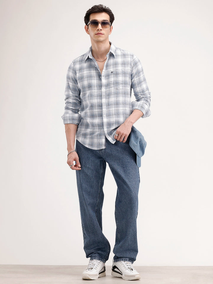 Slim Fit Checkered Shirt | Blue