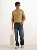 Oversized Contrast Collar Knitted Sweater | Beige