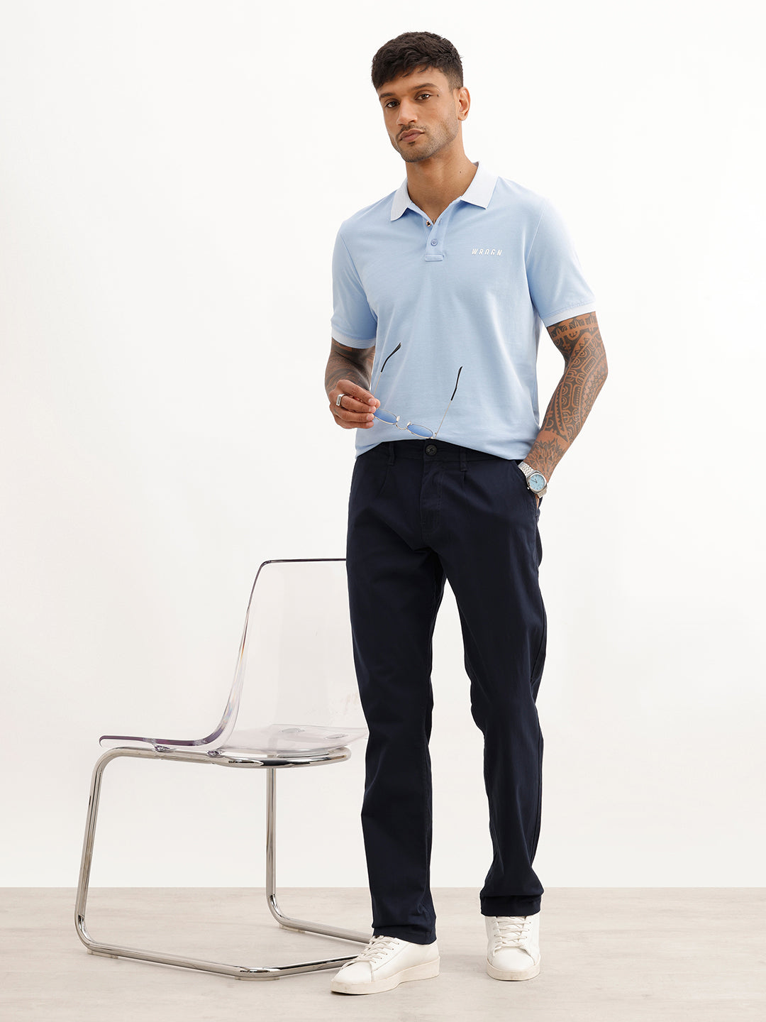 Solid Straight Fit Trouser | Navy Blue