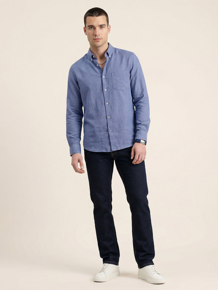 Solid Straight Fit Denim Jeans | Dark Blue