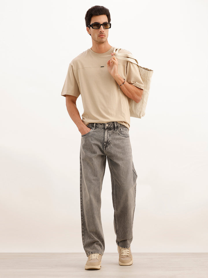 Loose Fit Faded Denim Jeans | Grey