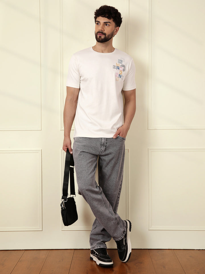 Embroidered Slim Fit T-Shirt | Off White