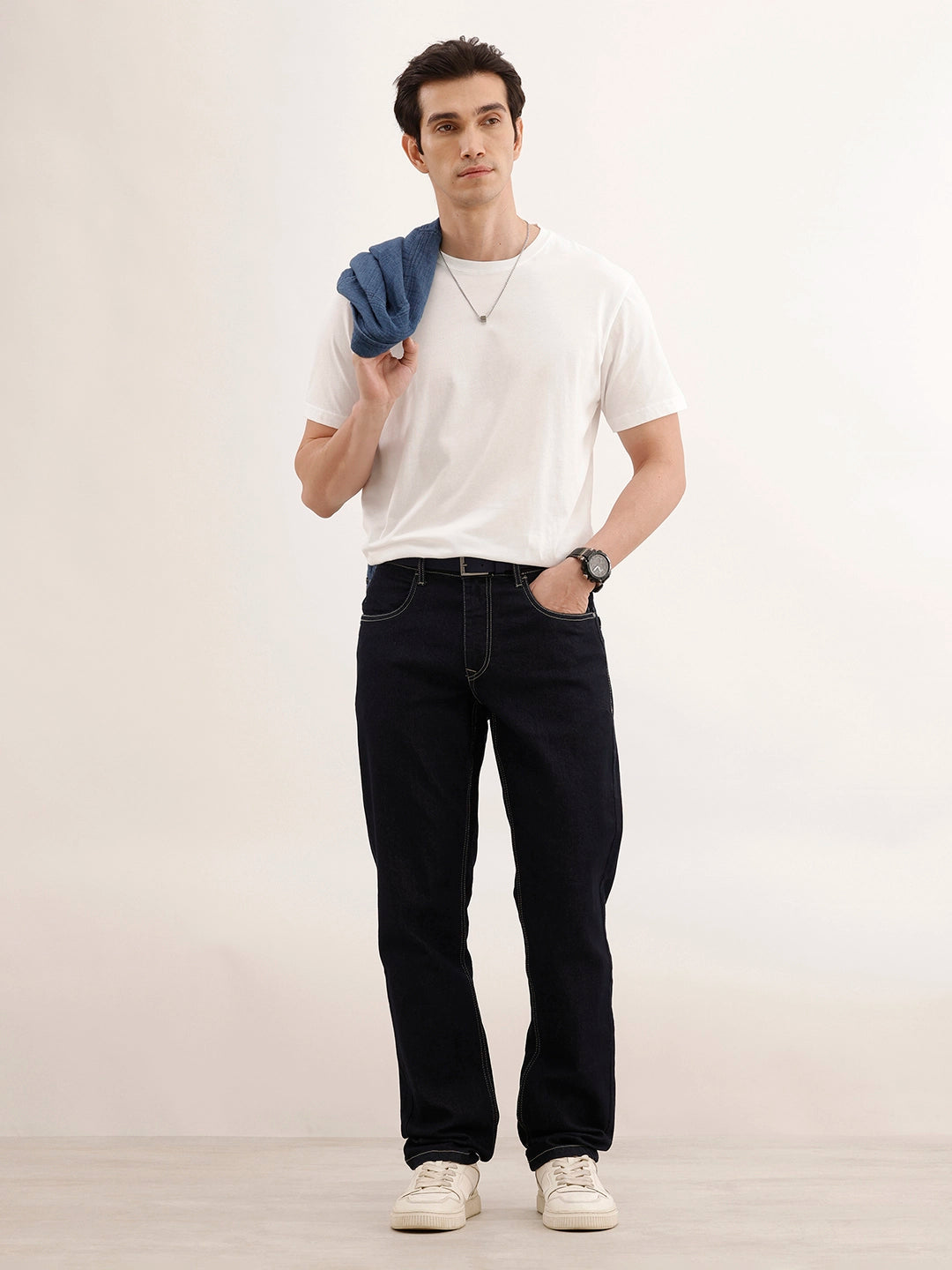Straight Fit Denim Jeans | Dark Blue