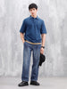 Oversized Polo T-Shirt With Contrast Trim Details | Dark Blue
