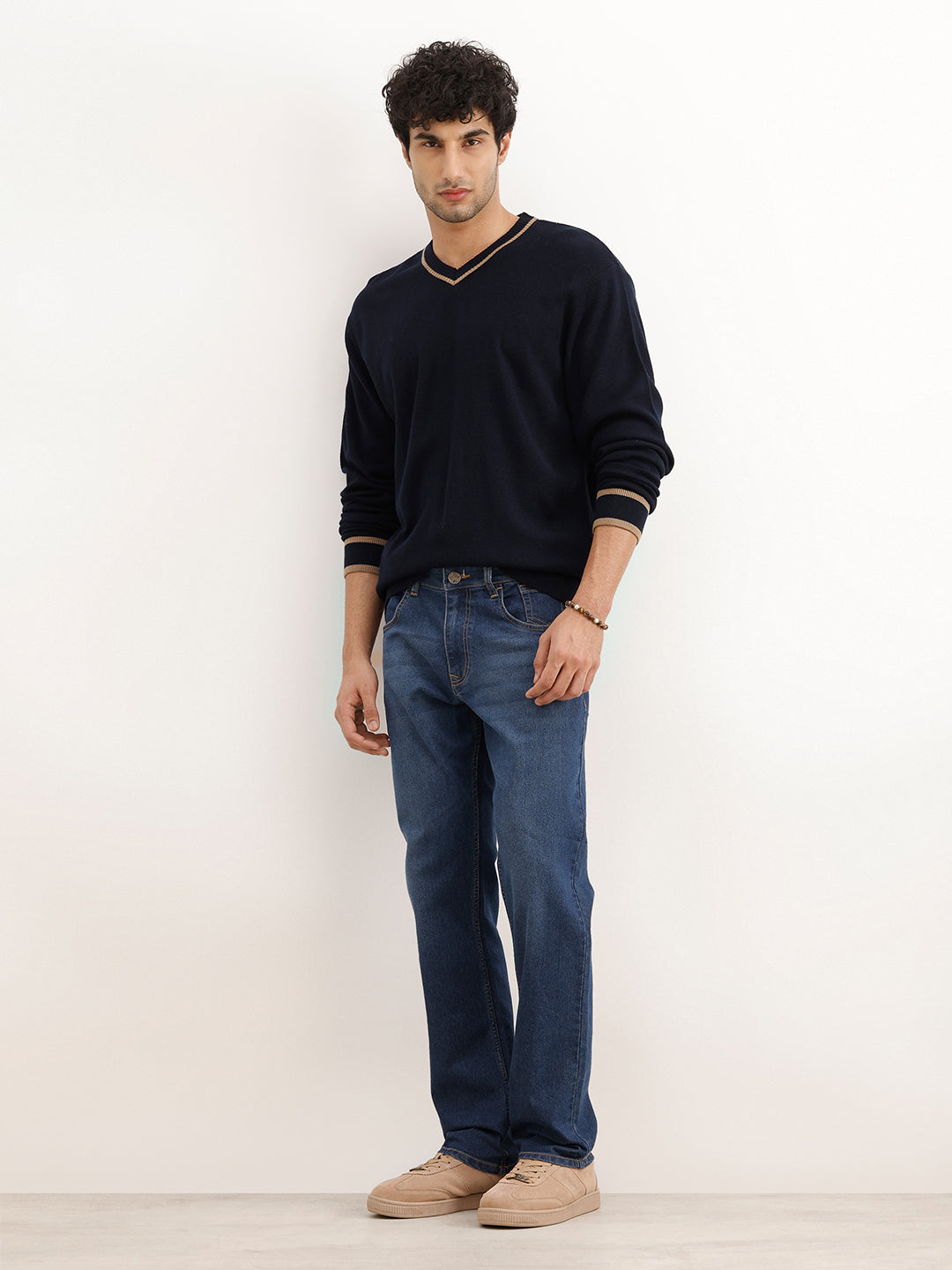 Classic Tipping Knitted Sweater | Blue
