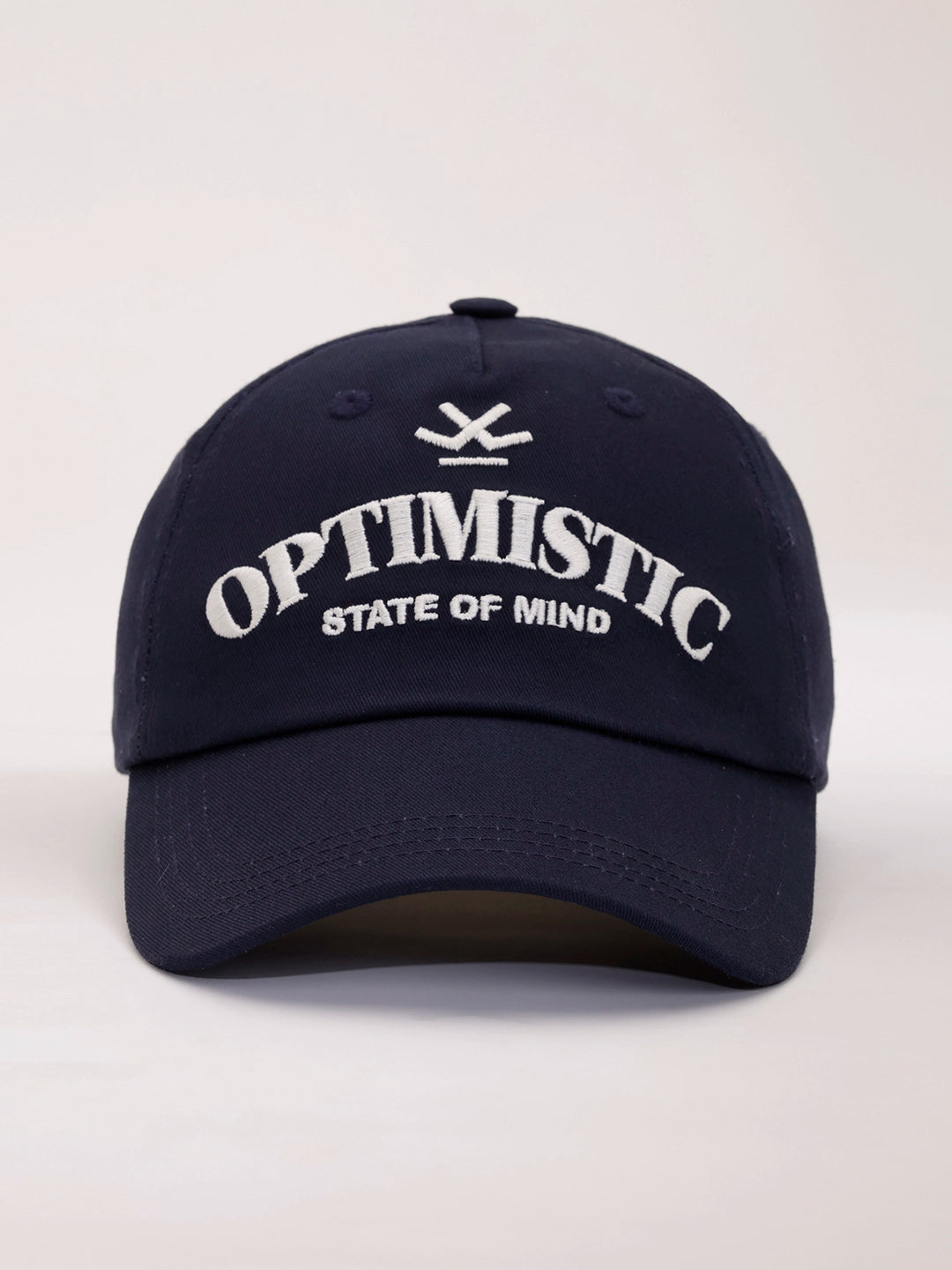 Embroidered "Optimistic" Graphic Cap | Navy Blue